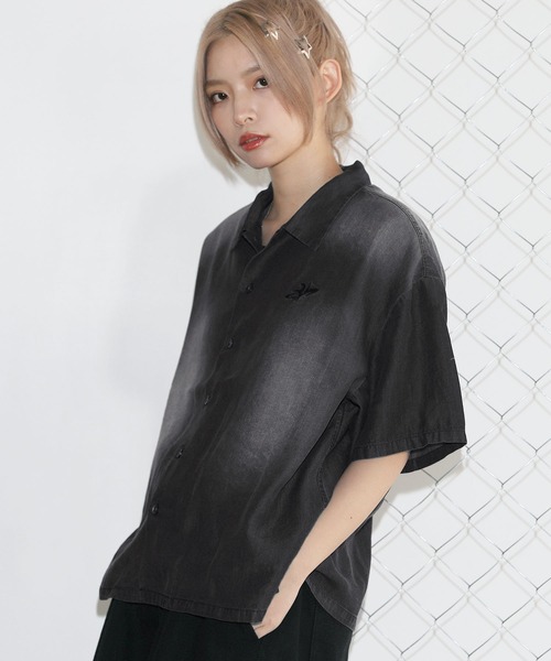 MSG(エムエスジー)の「テンセルデニムハーフスリーブ短丈シャツ【UNISEX】(シャツ/ブラウス・メンズ・ホワイト/ブラック/グレー/ブラック系・S/M/L/XL)」の17枚目の写真