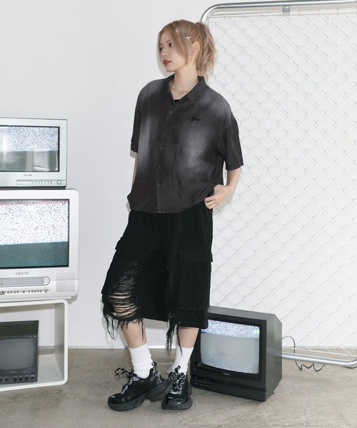 MSG(エムエスジー)の「テンセルデニムハーフスリーブ短丈シャツ【UNISEX】(シャツ/ブラウス・メンズ・ホワイト/ブラック/グレー/ブラック系・S/M/L/XL)」の19枚目の写真