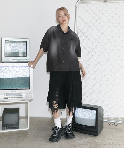 MSG(エムエスジー)の「テンセルデニムハーフスリーブ短丈シャツ【UNISEX】(シャツ/ブラウス・メンズ・ホワイト/ブラック/グレー/ブラック系・S/M/L/XL)」の21枚目の写真