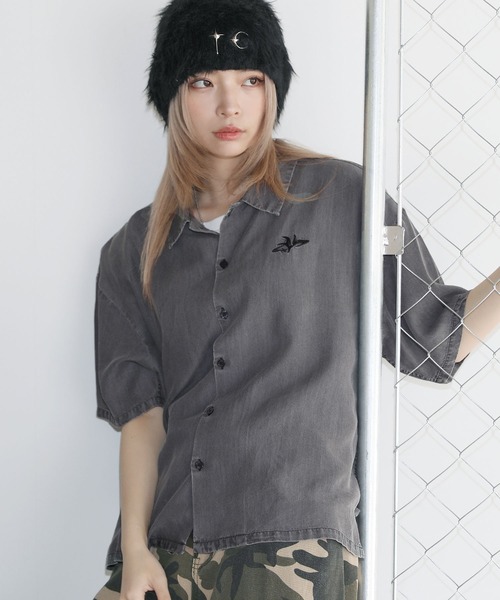 MSG(エムエスジー)の「テンセルデニムハーフスリーブ短丈シャツ【UNISEX】(シャツ/ブラウス・メンズ・ホワイト/ブラック/グレー/ブラック系・S/M/L/XL)」の22枚目の写真