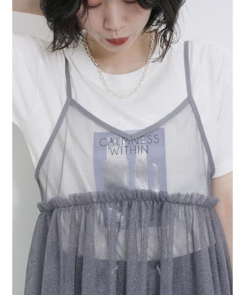 Samansa Mos2 blue（サマンサモスモスブルー）の「スクエア箔プリントTシャツ（Tシャツ/カットソー・レディース・オフホワイト/チャコールグレー/ホワイト・F）」の17枚目の写真