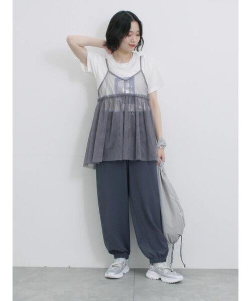 Samansa Mos2 blue（サマンサモスモスブルー）の「スクエア箔プリントTシャツ（Tシャツ/カットソー・レディース・オフホワイト/チャコールグレー/ホワイト・F）」の13枚目の写真