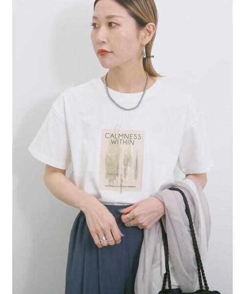 Samansa Mos2 blue（サマンサモスモスブルー）の「スクエア箔プリントTシャツ（Tシャツ/カットソー・レディース・オフホワイト/チャコールグレー/ホワイト・F）」の9枚目の写真