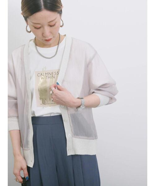 Samansa Mos2 blue（サマンサモスモスブルー）の「スクエア箔プリントTシャツ（Tシャツ/カットソー・レディース・オフホワイト/チャコールグレー/ホワイト・F）」の8枚目の写真