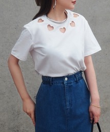 heart open cut tee /ハート オープンカット 半袖 Tシャツ