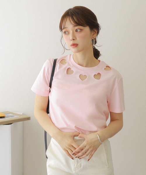 heart open cut tee /ハート オープンカット 半袖 Tシャツ（Tシャツ