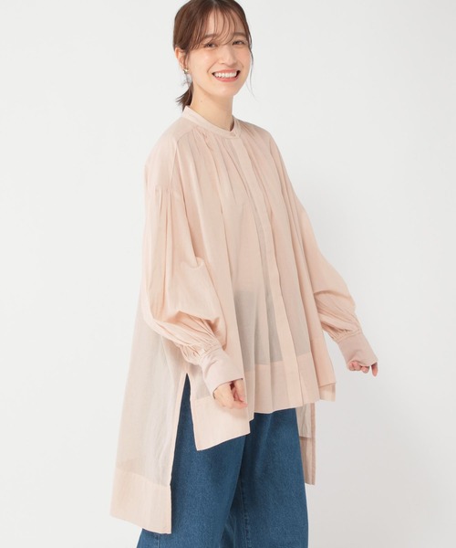 studio CLIP(スタディオクリップ)の「袖リブシャツチュニック(チュニック・レディース・ネイビー/オフホワイト/ピンク・FREE)」の3枚目の写真