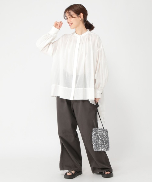 studio CLIP(スタディオクリップ)の「袖リブシャツチュニック(チュニック・レディース・ネイビー/オフホワイト/ピンク・FREE)」の8枚目の写真