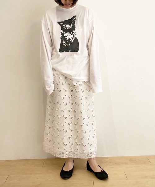 HOLIDAY（ホリデイ）の「SUPER FINE L/S T-SHIRT (NEKO) スーパーファインロングスリーブTシャツ (ネコ)（Tシャツ/カットソー・レディース・ブラック/イエロー/ホワイト・S/XL）」の14枚目の写真