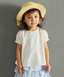 10mois（ディモワ）の「【10mois(ディモワ)】リボンパフスリーブTシャツ 80・90・100・110cm（Tシャツ/カットソー）」