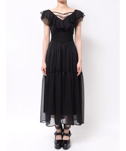 EATME（イートミー）の「レースアップフリルワンピース（ワンピース・レディース・ブラック/アイボリー/ブルー・FREE）」の5枚目の写真