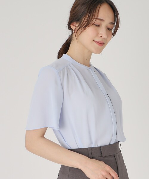 COUP DE CHANCE（クードシャンス）の「【洗える】配色デザインのブラウス（シャツ/ブラウス・レディース・ブルー/ホワイト/ライトグレー/オレンジ系/ネイビー・34/36/38/40）」の19枚目の写真