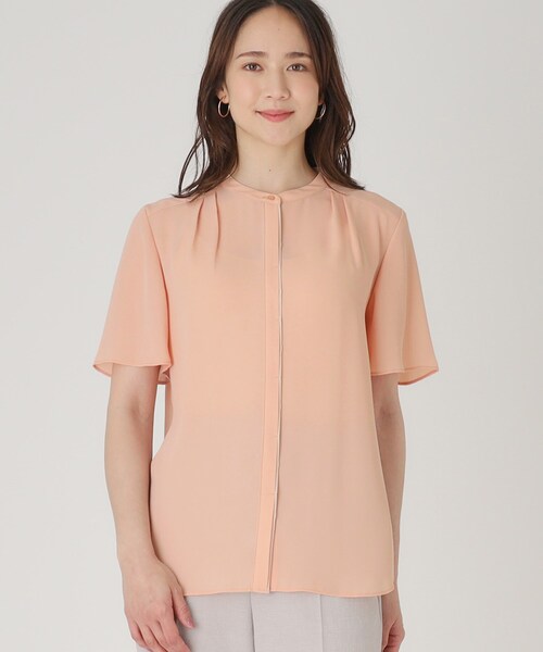 COUP DE CHANCE（クードシャンス）の「【洗える】配色デザインのブラウス（シャツ/ブラウス・レディース・ブルー/ホワイト/ライトグレー/オレンジ系/ネイビー・34/36/38/40）」の11枚目の写真