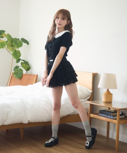 TITTY&CO.（ティティーアンドコー）の「レースセーラーカーディガン（カーディガン/ボレロ・レディース・ブラック/アイボリー/グレー・FREE）」の10枚目の写真