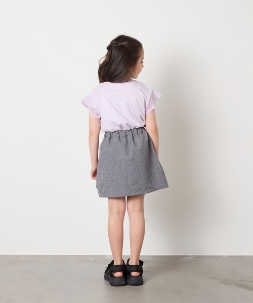 a.v.v（アーヴェヴェ）の「[120-160]［インパン付］フロントレースアップスカート（スカート・キッズ・ブラック/グレー・120/130/140/150/160）」の15枚目の写真
