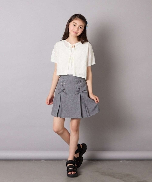 a.v.v（アーヴェヴェ）の「[120-160]［インパン付］フロントレースアップスカート（スカート・キッズ・ブラック/グレー・120/130/140/150/160）」の22枚目の写真