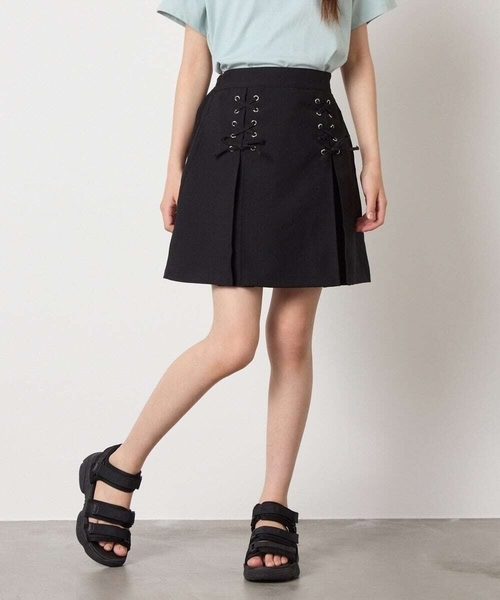 a.v.v（アーヴェヴェ）の「[120-160]［インパン付］フロントレースアップスカート（スカート・キッズ・ブラック/グレー・120/130/140/150/160）」の19枚目の写真