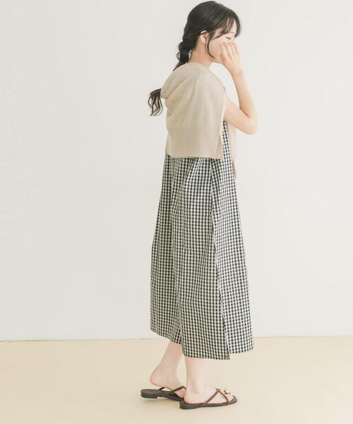 ITEMS URBANRESEARCH（アイテムズ アーバンリサーチ）の「サッカーノースリーブワンピース（ワンピース・レディース・ブラウン/ブラック/チェック・FREE）」の5枚目の写真