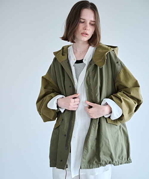 kha:ki（カーキ）の「「KHA:KI / カーキ」NEW TYPE-51 PARKA（ミリタリージャケット・レディース・オフホワイト/ブラック/マルチ/オリーブ・1）」の6枚目の写真