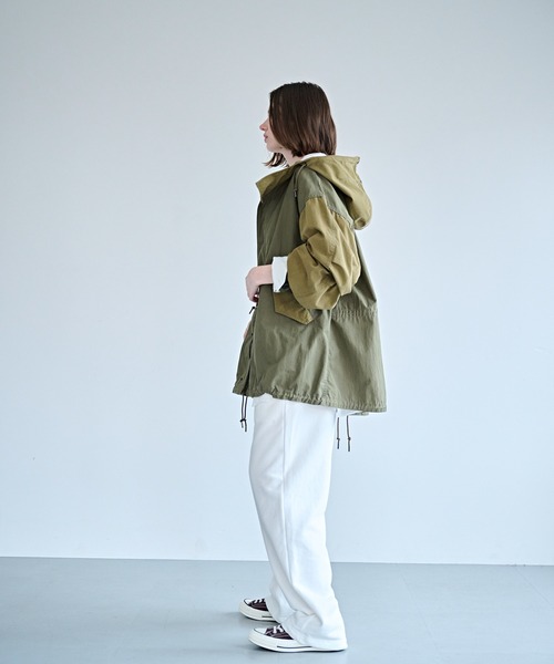 kha:ki（カーキ）の「「KHA:KI / カーキ」NEW TYPE-51 PARKA（ミリタリージャケット・レディース・オフホワイト/ブラック/マルチ/オリーブ・1）」の7枚目の写真