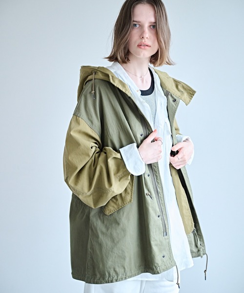 kha:ki（カーキ）の「「KHA:KI / カーキ」NEW TYPE-51 PARKA（ミリタリージャケット・レディース・オフホワイト/ブラック/マルチ/オリーブ・1）」の12枚目の写真