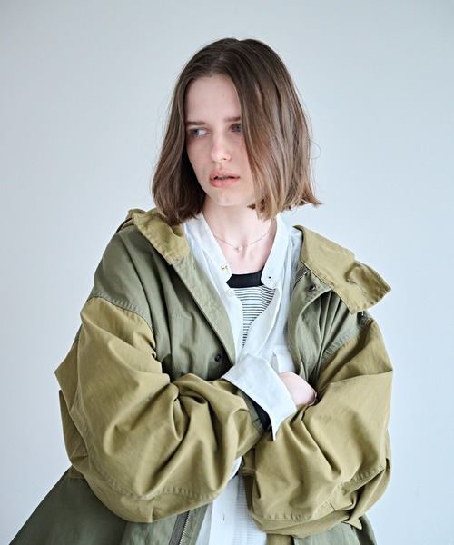 kha:ki（カーキ）の「「KHA:KI / カーキ」NEW TYPE-51 PARKA（ミリタリージャケット・レディース・オフホワイト/ブラック/マルチ/オリーブ・1）」の13枚目の写真