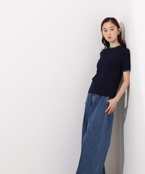 N.（N. Natural Beauty Basic）（エヌエヌナチュラルビューティーベーシック）の「ラインコンパクトニット（ニット/セーター・レディース・オレンジ/オフホワイト/ネイビー・MEDIUM）」の17枚目の写真