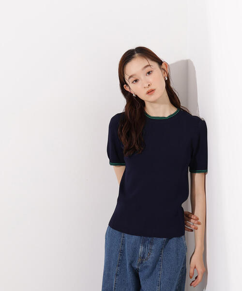 N.（N. Natural Beauty Basic）（エヌエヌナチュラルビューティーベーシック）の「ラインコンパクトニット（ニット/セーター・レディース・オレンジ/オフホワイト/ネイビー・MEDIUM）」の16枚目の写真