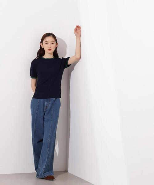 N.（N. Natural Beauty Basic）（エヌエヌナチュラルビューティーベーシック）の「ラインコンパクトニット（ニット/セーター・レディース・オレンジ/オフホワイト/ネイビー・MEDIUM）」の15枚目の写真