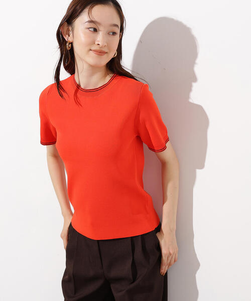 N.（N. Natural Beauty Basic）（エヌエヌナチュラルビューティーベーシック）の「ラインコンパクトニット（ニット/セーター・レディース・オレンジ/オフホワイト/ネイビー・MEDIUM）」の8枚目の写真