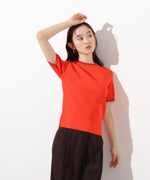 N.（N. Natural Beauty Basic）（エヌエヌナチュラルビューティーベーシック）の「ラインコンパクトニット（ニット/セーター・レディース・オレンジ/オフホワイト/ネイビー・MEDIUM）」の6枚目の写真