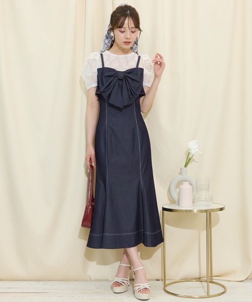 WILLSELECTION(ウィルセレクション)の「ドレープリボンマーメイドジャンスカ(ワンピース・レディース・ブラック/オフホワイト/ネイビー・FREE)」の17枚目の写真