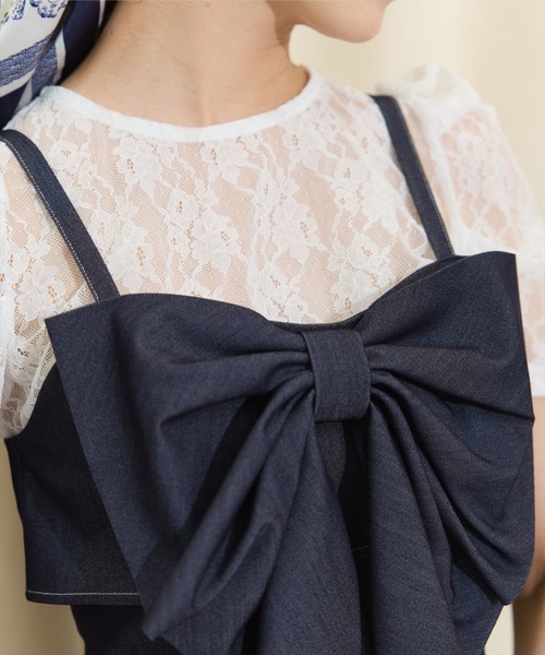 WILLSELECTION(ウィルセレクション)の「ドレープリボンマーメイドジャンスカ(ワンピース・レディース・ブラック/オフホワイト/ネイビー・FREE)」の7枚目の写真