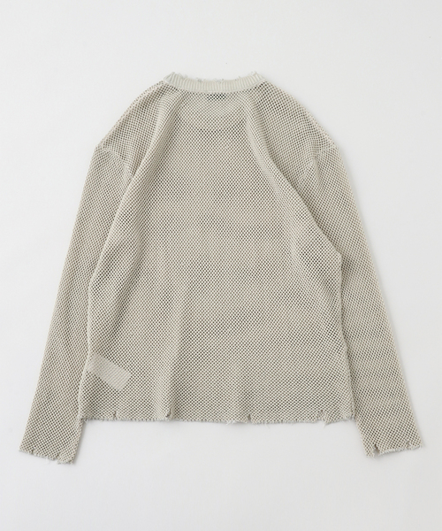 Guess（ゲス）の「GUESS USA OVERLAY NET SWEAT（スウェット・メンズ・アイボリー・MEDIUM）」の4枚目の写真