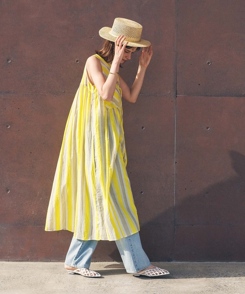 NEW BALANCE ストライプ ノースリーブワンピース NEW BALANCE ストライプ ノースリーブワンピース - メルカリ