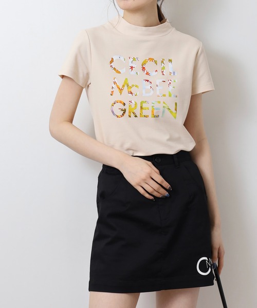 CECIL McBEE(セシルマクビー)の「FLOWER LOGO MOCK NECK(Tシャツ/カットソー・レディース・ベージュ/ホワイト・2(M)/1(S))」の1枚目の写真