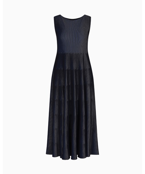 EMPORIO ARMANI(エンポリオアルマーニ)の「【エンポリオ アルマーニ】ノースリーブワンピース 表編み&裏編み プレーティングエフェクト(ワンピース・レディース・ブラック×ブルー・36/38/42/40)」の5枚目の写真