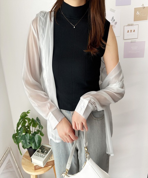 Amulet(アミュレット)の「高見え叶う大人のベーシック リブノースリーブニット(ニット/セーター・レディース・グレー/ブラック/イエロー/ブラウン/グリーン/ピンク/ホワイト/ブルー・FREE)」の10枚目の写真