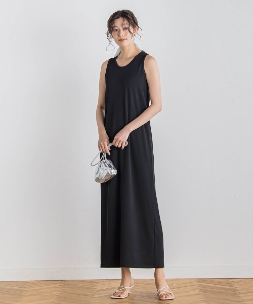 Droite lautreamont(ドロワットロートレアモン)の「リブタンクワンピース≪洗濯機で洗える≫(ワンピース・レディース・ベージュ/ブラック・S/M)」の4枚目の写真