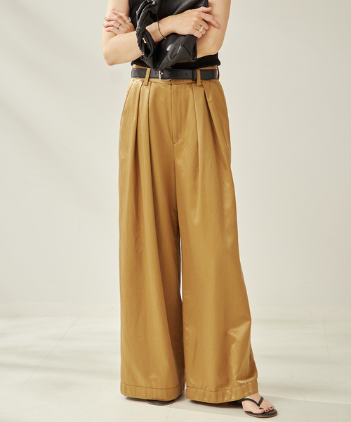 plage（プラージュ）の「R’IAM キュプラ ワイドパンツ（その他パンツ・レディース・ベージュ/ブラック・38/36/34）」の2枚目の写真