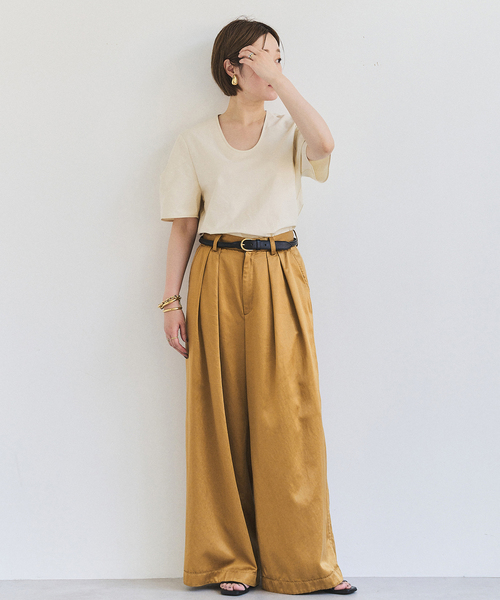 plage（プラージュ）の「R’IAM キュプラ ワイドパンツ（その他パンツ・レディース・ベージュ/ブラック・38/36/34）」の18枚目の写真