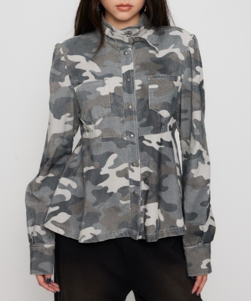 PEPLUM CAMO トップス