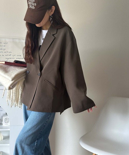 classicalelf（クラシカルエルフ）の「【セットアップ可】自由自在に楽しめる。美シルエットテーラードオーバーサイズダブルジャケット（テーラードジャケット・レディース・チャコール/ブラウン/ブラック/アイボリー・LARGE/MEDIUM/SMALL/X-LARGE）」の14枚目の写真