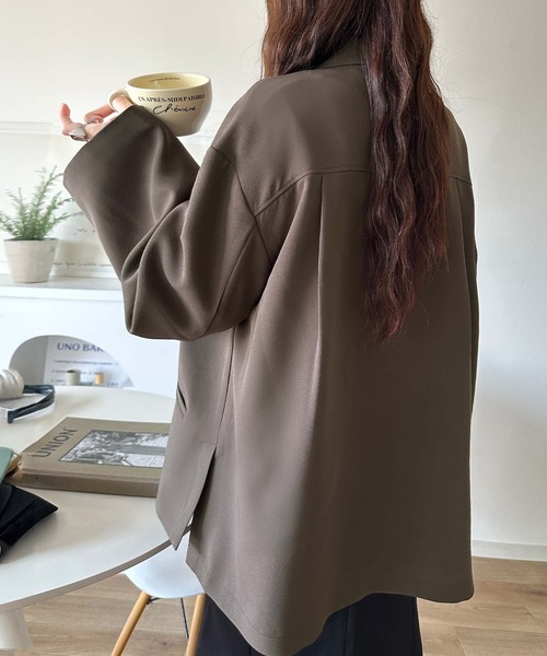 classicalelf（クラシカルエルフ）の「【セットアップ可】自由自在に楽しめる。美シルエットテーラードオーバーサイズダブルジャケット（テーラードジャケット・レディース・チャコール/ブラウン/ブラック/アイボリー・LARGE/MEDIUM/SMALL/X-LARGE）」の19枚目の写真