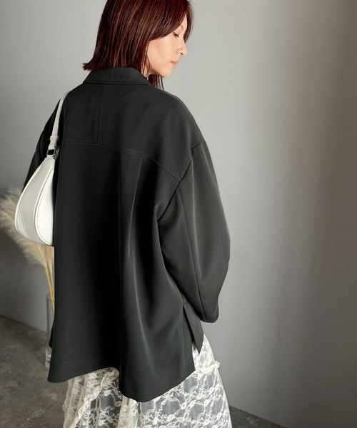 classicalelf（クラシカルエルフ）の「【セットアップ可】自由自在に楽しめる。美シルエットテーラードオーバーサイズダブルジャケット（テーラードジャケット・レディース・チャコール/ブラウン/ブラック/アイボリー・LARGE/MEDIUM/SMALL/X-LARGE）」の5枚目の写真