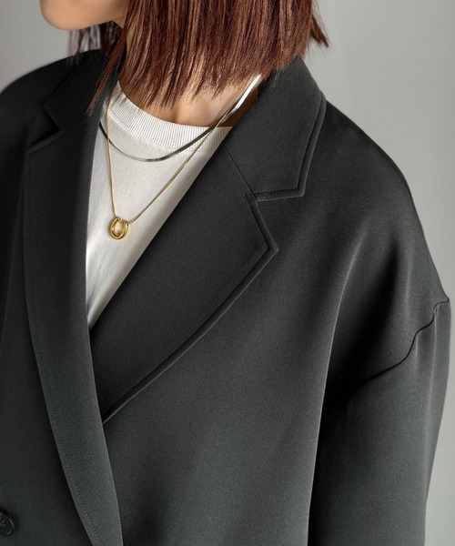 classicalelf（クラシカルエルフ）の「【セットアップ可】自由自在に楽しめる。美シルエットテーラードオーバーサイズダブルジャケット（テーラードジャケット・レディース・チャコール/ブラウン/ブラック/アイボリー・LARGE/MEDIUM/SMALL/X-LARGE）」の20枚目の写真