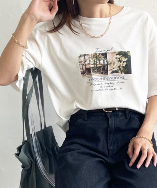 ikka(イッカ)の「ロゴフォトプリントT(Tシャツ/カットソー・レディース・ホワイト/ピンク/チャコール/ミント/その他1/オフホワイト・M/L/S)」の6枚目の写真