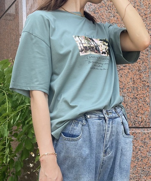 ikka(イッカ)の「ロゴフォトプリントT(Tシャツ/カットソー・レディース・ホワイト/ピンク/チャコール/ミント/その他1/オフホワイト・M/L/S)」の4枚目の写真