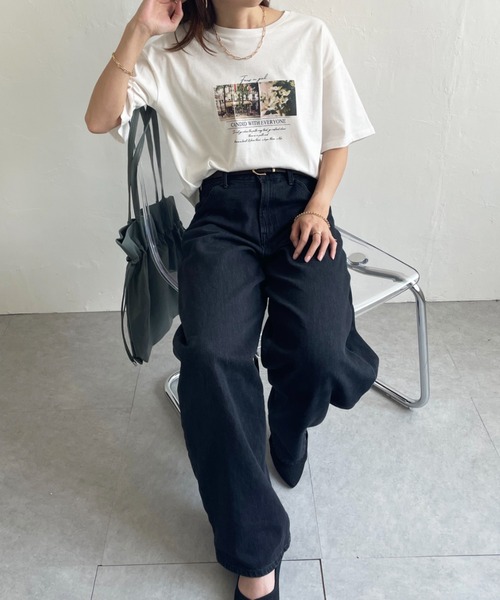 ikka(イッカ)の「ロゴフォトプリントT(Tシャツ/カットソー・レディース・ホワイト/ピンク/チャコール/ミント/その他1/オフホワイト・M/L/S)」の7枚目の写真