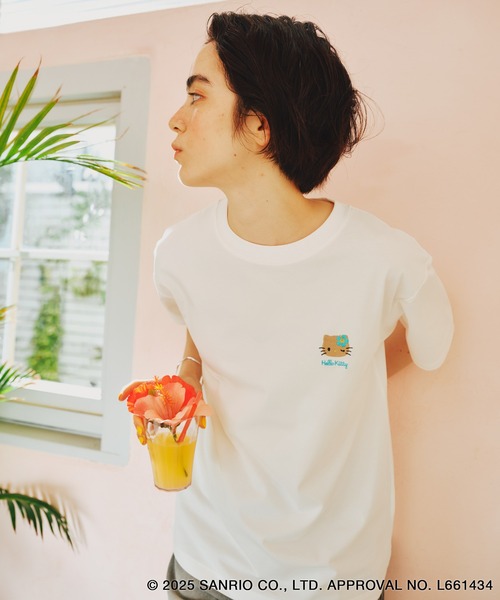 ROPE' PICNIC(ロペピクニック)の「【ROPE' PICNIC×ハローキティ コラボ】日焼けハローキティ アソートTシャツ(Tシャツ/カットソー・レディース・ホワイト/ホワイト系その他/ピンク/ブラック・FREE)」の12枚目の写真
